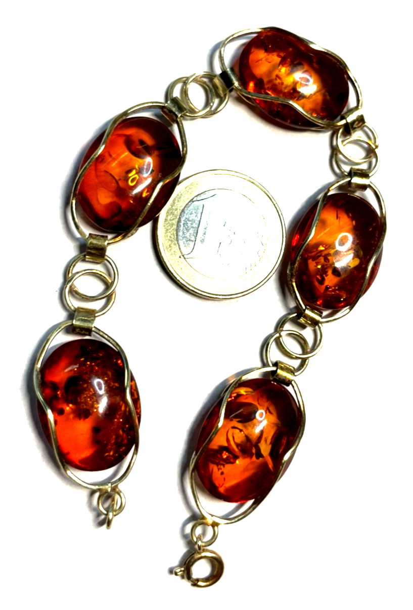 Stattliches altes  Bernstein Design Armband 333 Gold 8 K sehr gepflegt L 21 cm6