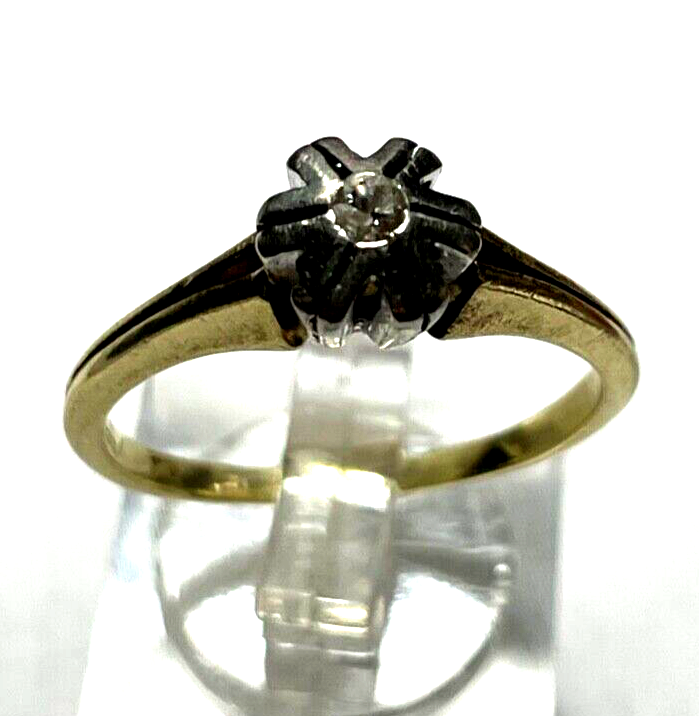 Klassisch solider 585 Gold 14 K Ring Brillant ca. 0,05 ct. Ø 20mm RG 631