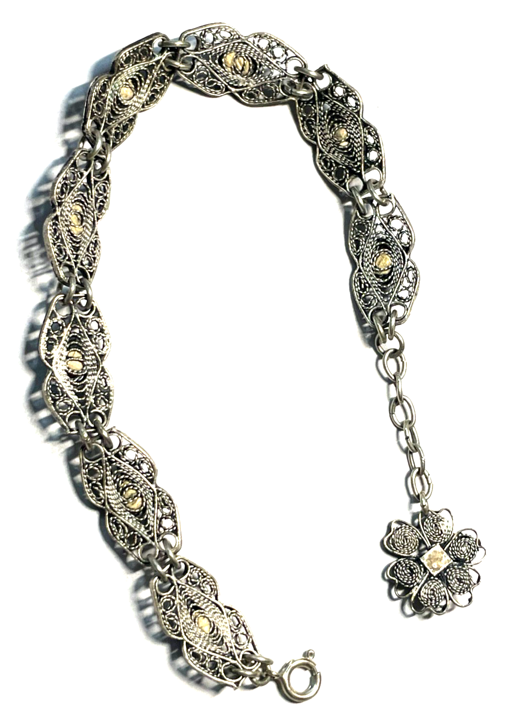 Antik 800 Silber Armband Filigransilber 8 Koralle Halbperlen L bis 19 cm B 10 mm3