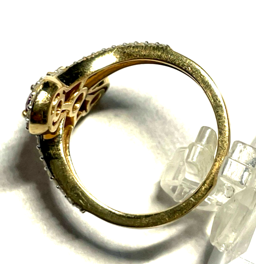 Atemberaubender massiver 585 Gold 14 K Ring 3x Rubin + 80 Diamanten Paveé RG 579