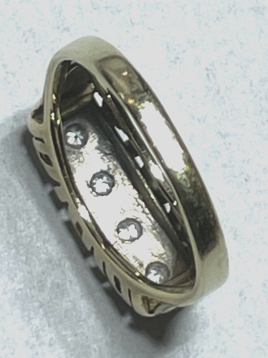 Antik 585 Gold 14 K bicolor Ring 4 Diamanten Juwelier Ø 17,2 mm Gr. RG 54 gepfl.6