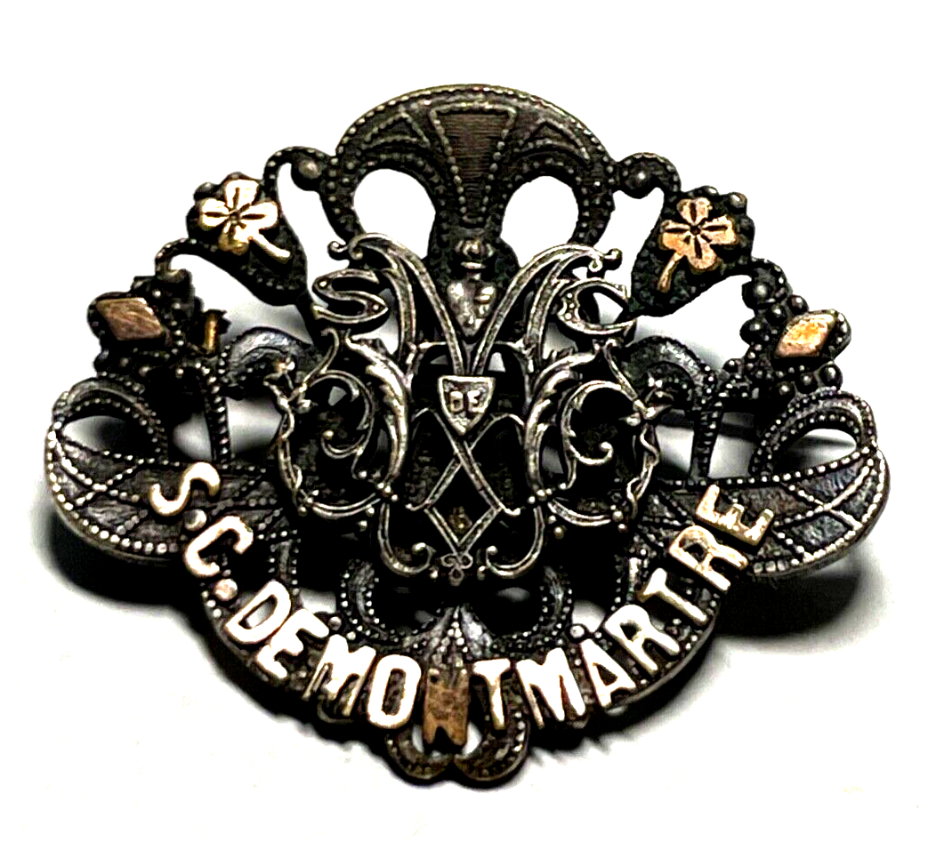 Antik Brosche Anstecknadel S.C. De Montmartre vor 1900 Pilger Souvenir France4