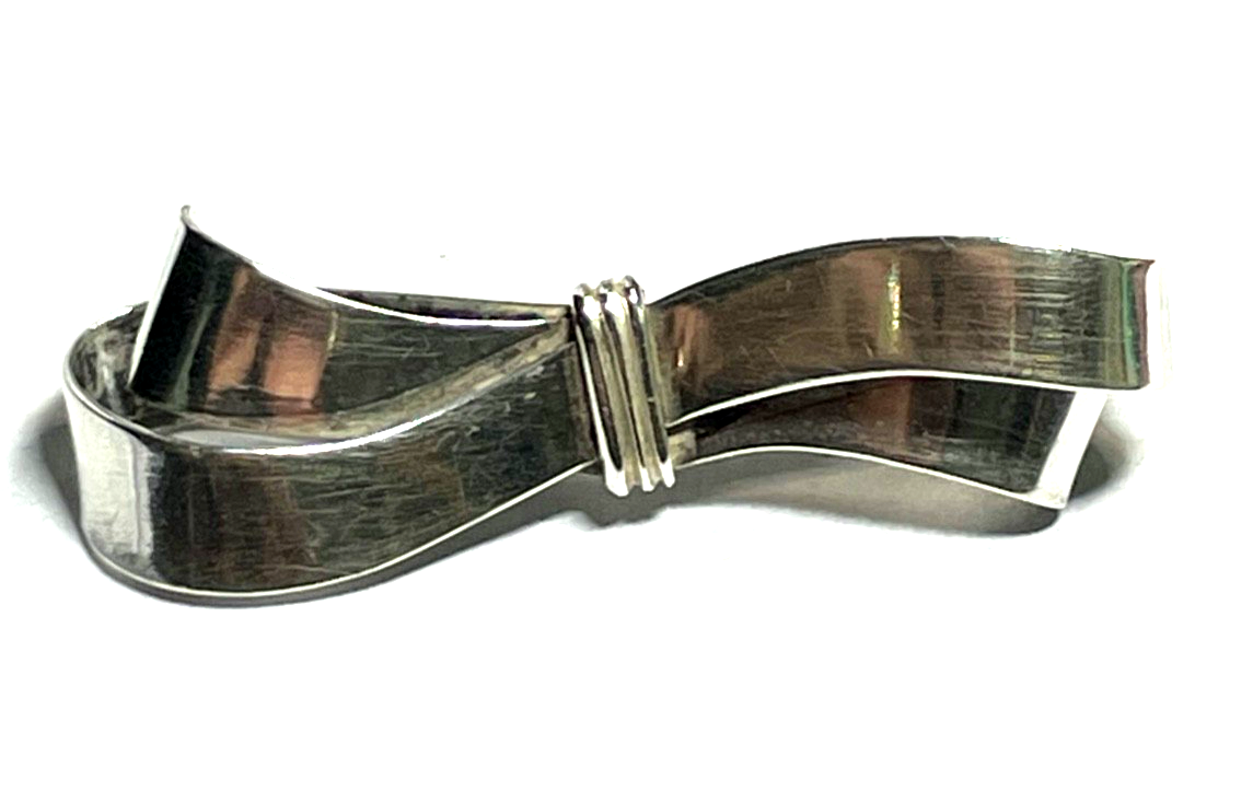 Antik 835 Silber Brosche Anstecknadel klassische Schleife Dekor Handarbeit L50mm1