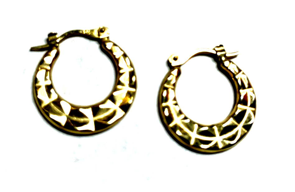 585 Gold 14 K Ohrringe Creolen Struktur Muster Ø 18 mm B 5 mm Juwelier gepflegt2