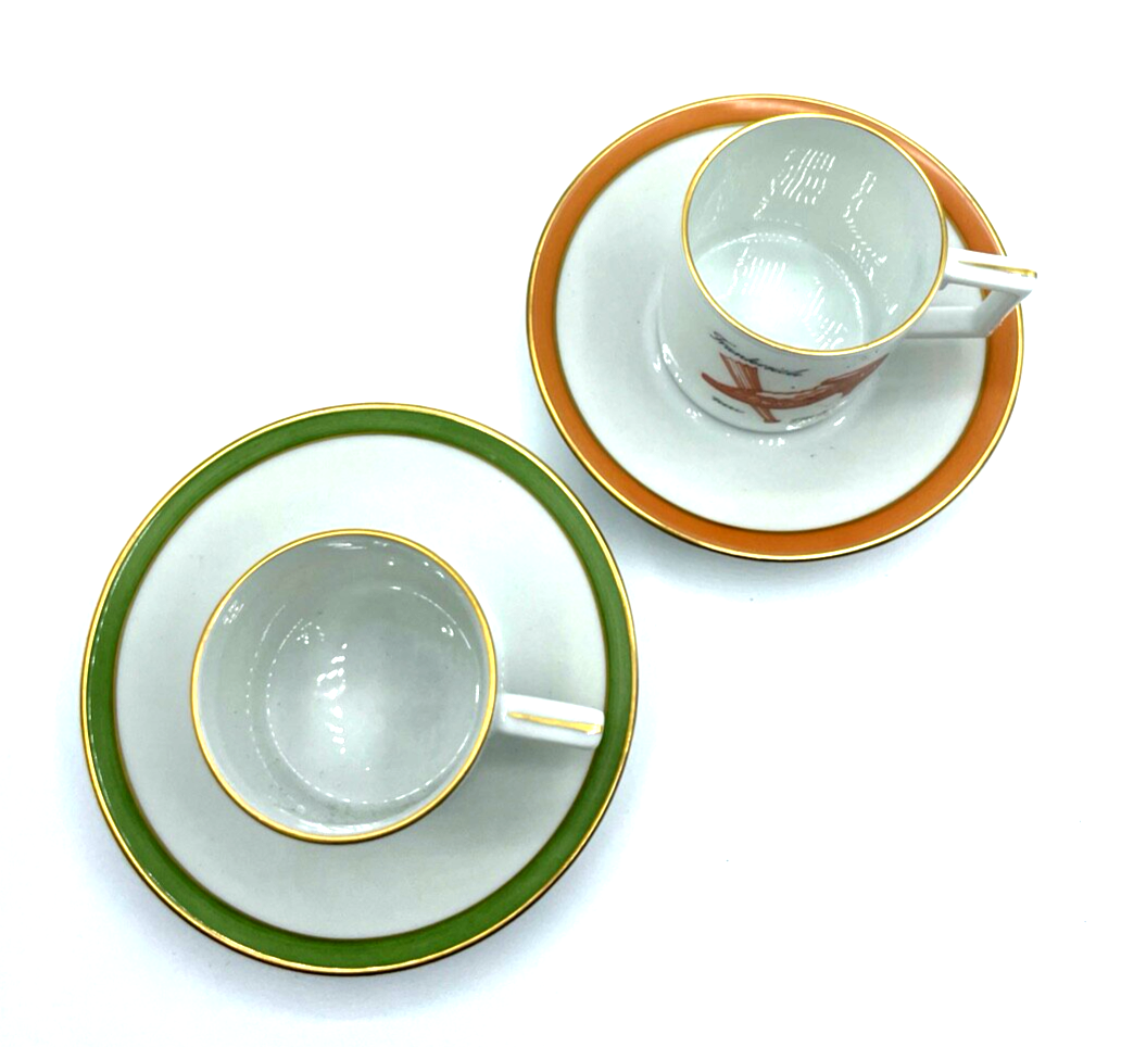 2x Espresso Tasse Höchst Porzellan lim. exkl. Salamander Schuhmoden Epochen1