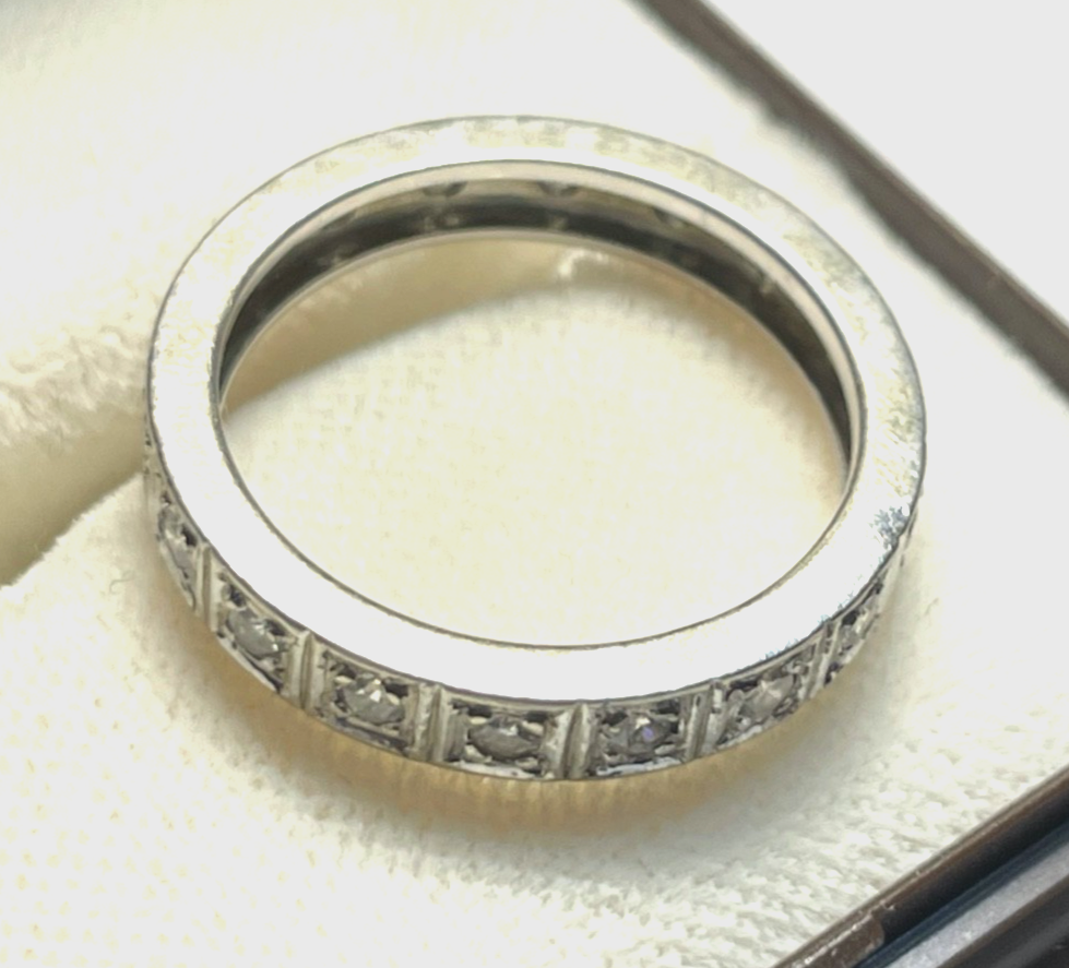 Solider Weißgold 585 Gold 14 K Ring Memoire Brillanten 1,0ct. Ø 16,5 mm RG 522