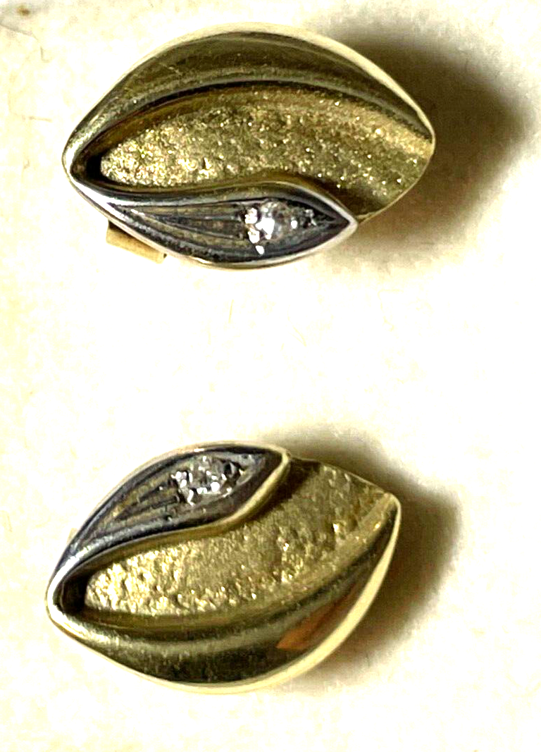 585 Gold 14 K Ohrringe Ohrstecker bicolor + Diamant Designer Juwelier Qualität6