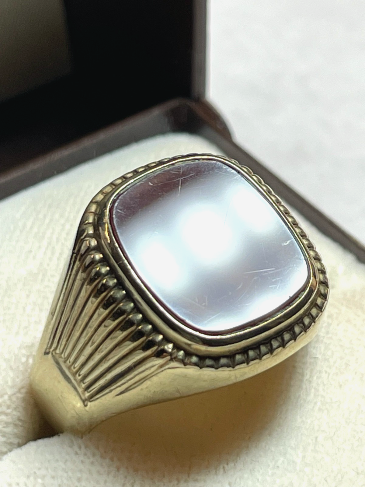 Antik 333 Gold 8 K Herrenring Ring Siegelring Karneol Platte Ø 21 mm RG 66 gepfl0