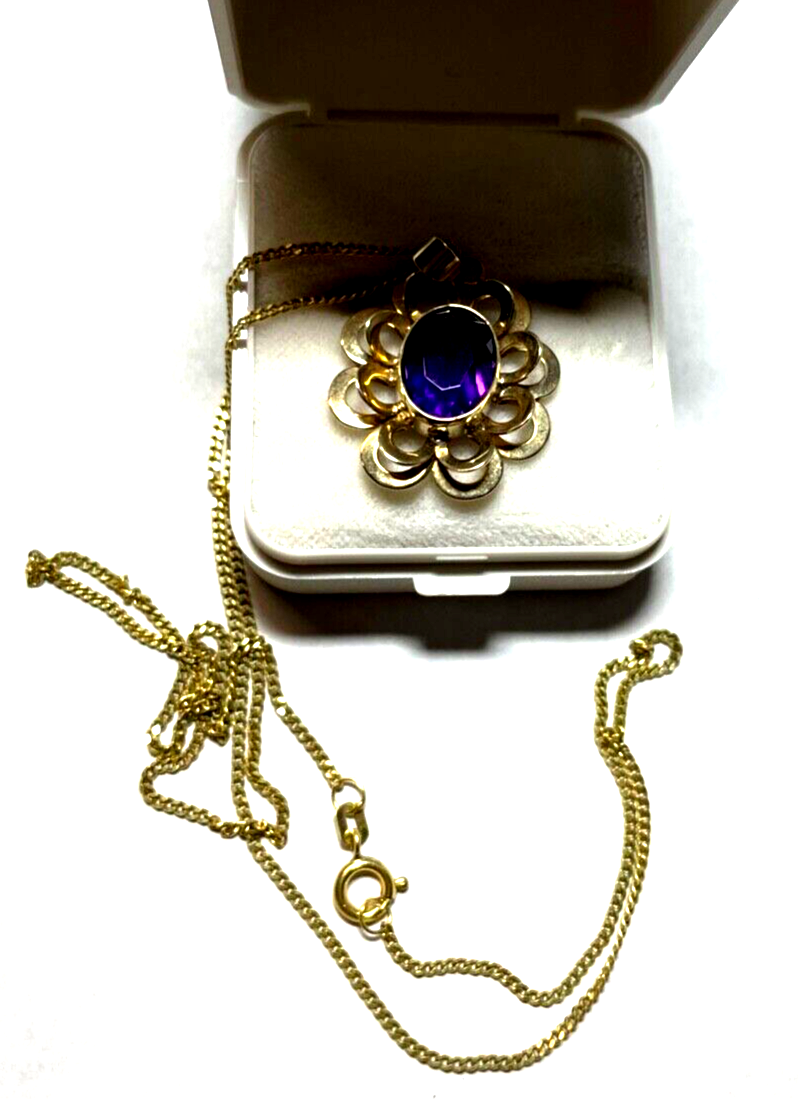 333 Gold 8 K Gelbgold Anhänger TEKA Amethyst  Gelbgold Panzerkette Juwelier0