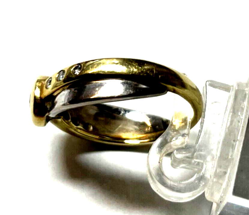 Massiver 585 Gold 14 K bicolor Ring 7 Brillanten Juwelier 5,22 Gr. RG 54 gepfl.6