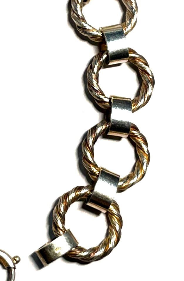 Vintage FBM 835 massives Silberarmband Ringe Design 70erJ L 21 cm B 18 mm 40 GR.2