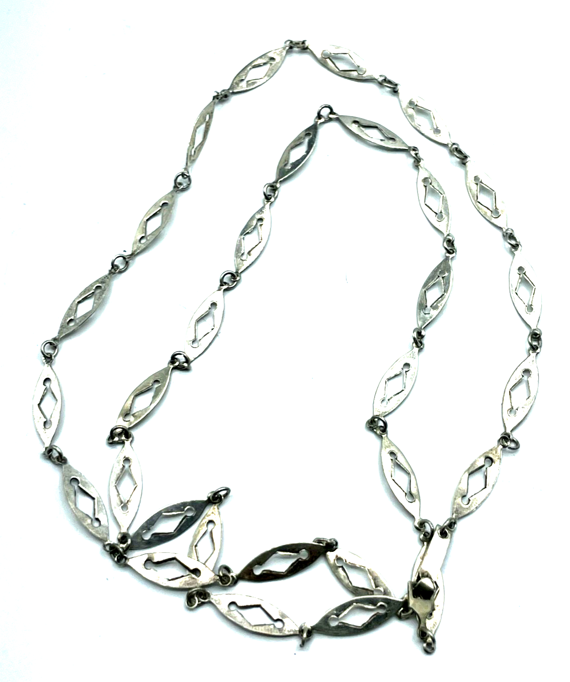 Vintage 68 cm lange 925 Silber Halskette mit beweglichen Dekor Gliedern B 6 mm4