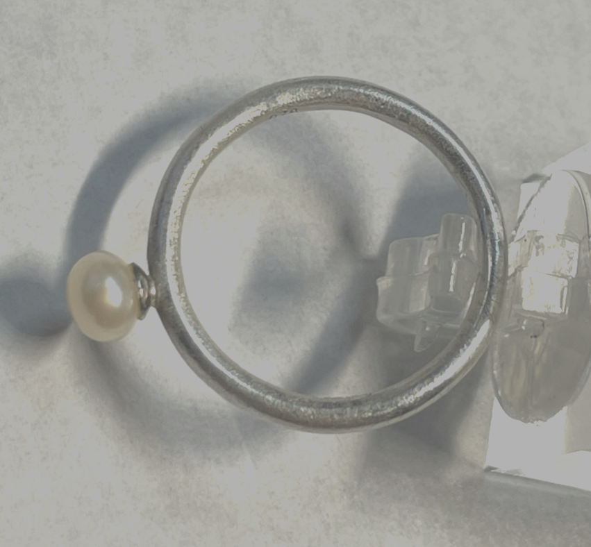 Alraune Design 925 Silber Ring mit SWZ Perle RG 55 Ø 17,5 mm Silberring gepflegt1