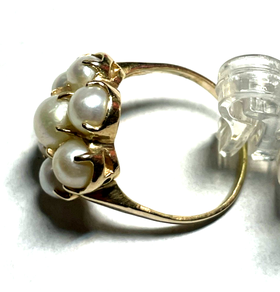 Antik 585 Gold 14 K Ring 7 Natur Perlen Ø 17,2 mm RG 54 solide Juwelier Qualität5