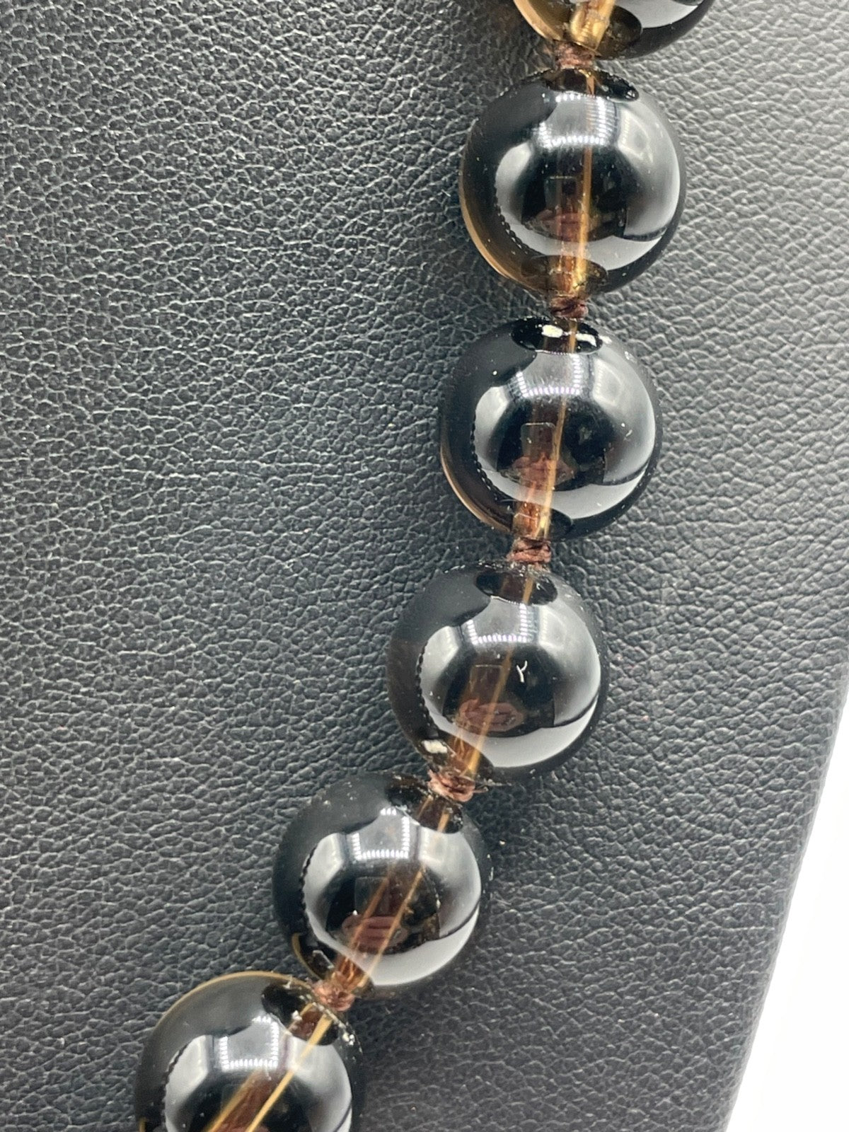 Rauchquarz Kugel Kette Collier mit 585 Gold Karabiner L 45 cm Ø 11 mm wie neu1