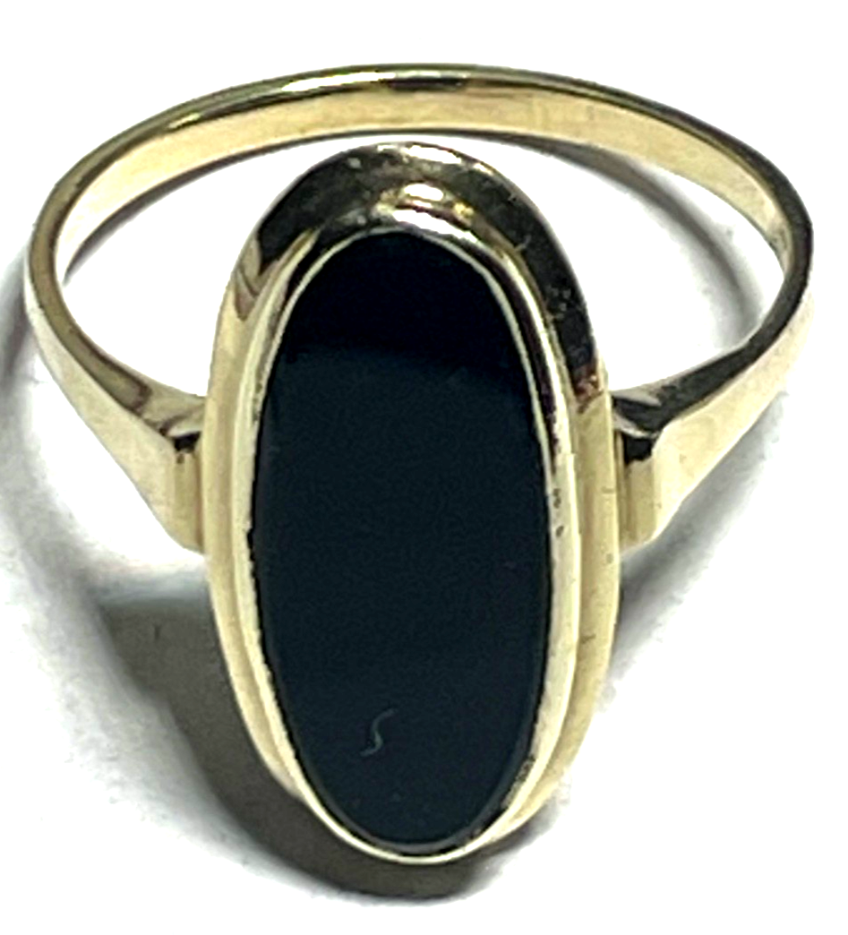 Antik 333 Gold Ring mit schwarzer Onyx Tafel um 1920 / 30 RG 53 Ø 17,8 mm gepfl.7