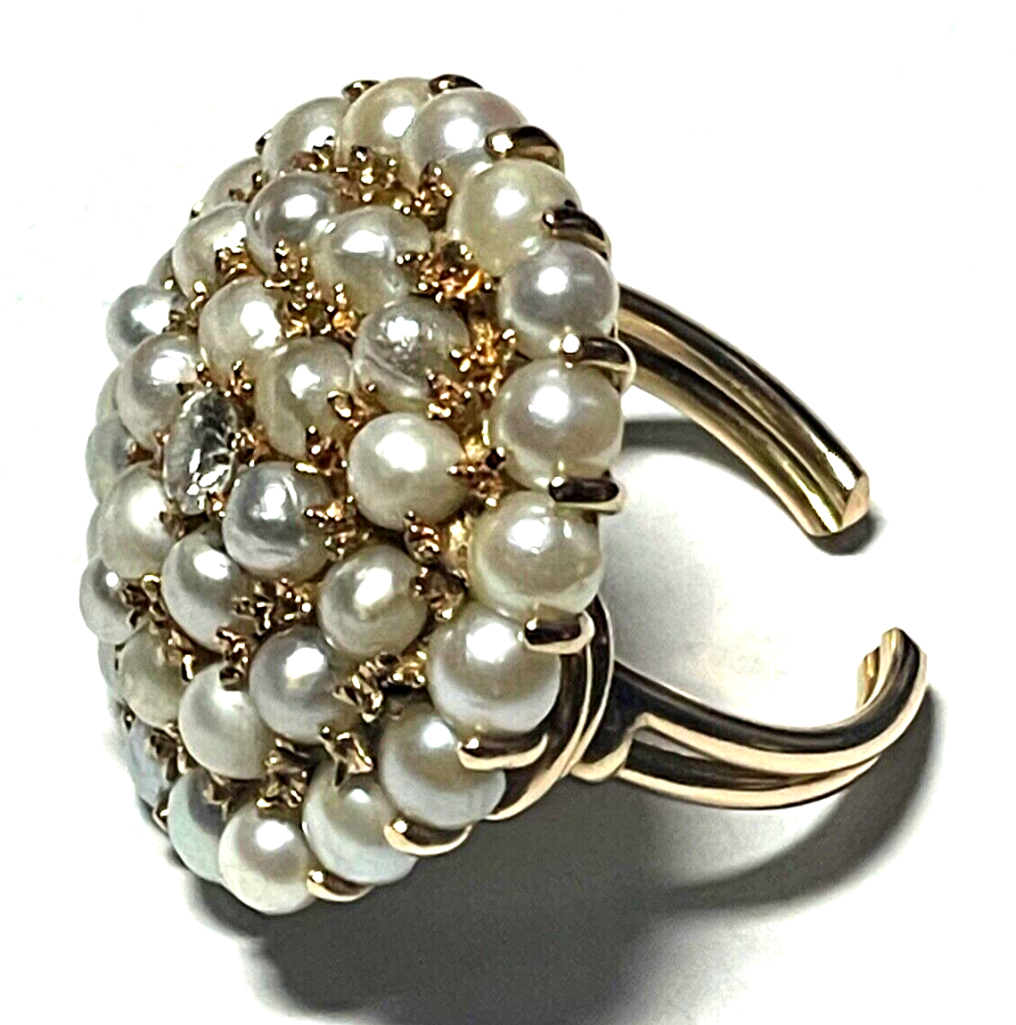 750 Gold 18 K Ring Perlen Brillant 0,25 ct offene Schiene Anfertigung Juwelier0
