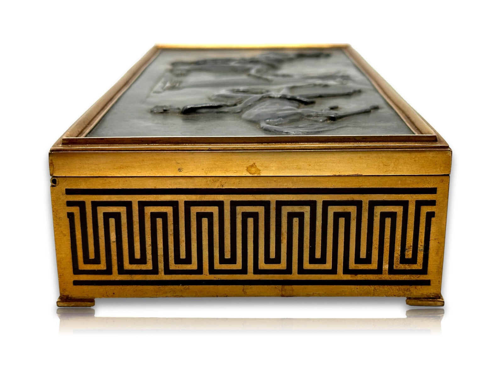 Erhard & Söhne Schwäbisch Gmünd - Art Déco Schatulle - Bronze Relief 'Dioskuren'3