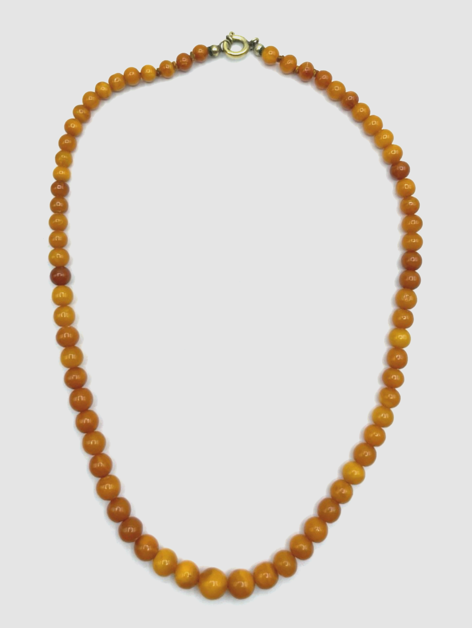 Antik elegante Butterscotch Bernstein Amber Kette Golddouble Ø 7,5 mm im Verlauf4