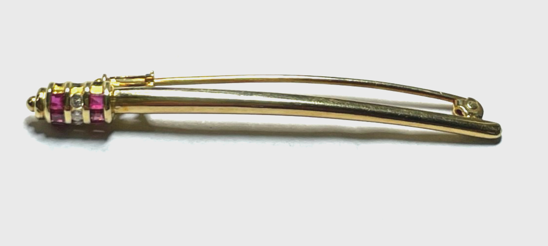 750 Gold 18 K Gold Brosche Anstecknadel Juwelier Qualität 6 Rubine 3 Brillanten7
