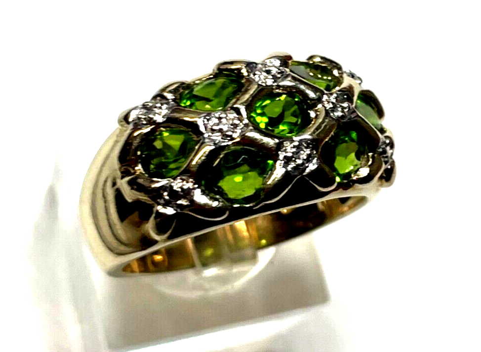 Prächtiger 925 Silber vergoldet Ring 7 x Chromdiopsid Ø 19 mm RG 60 Juwelier neu5