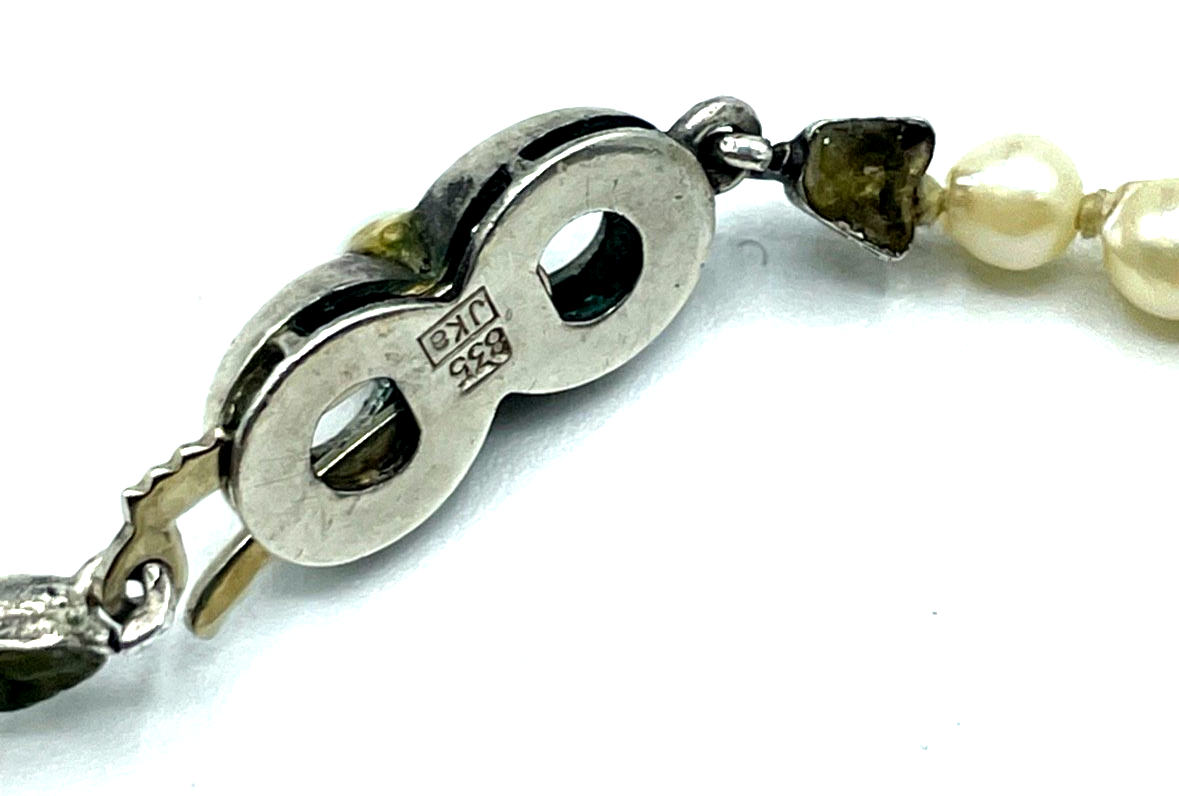 Antik Barock Perlen Perlenkette mit JKa 835 Silber Kastenschliesse L53cm Verlauf5