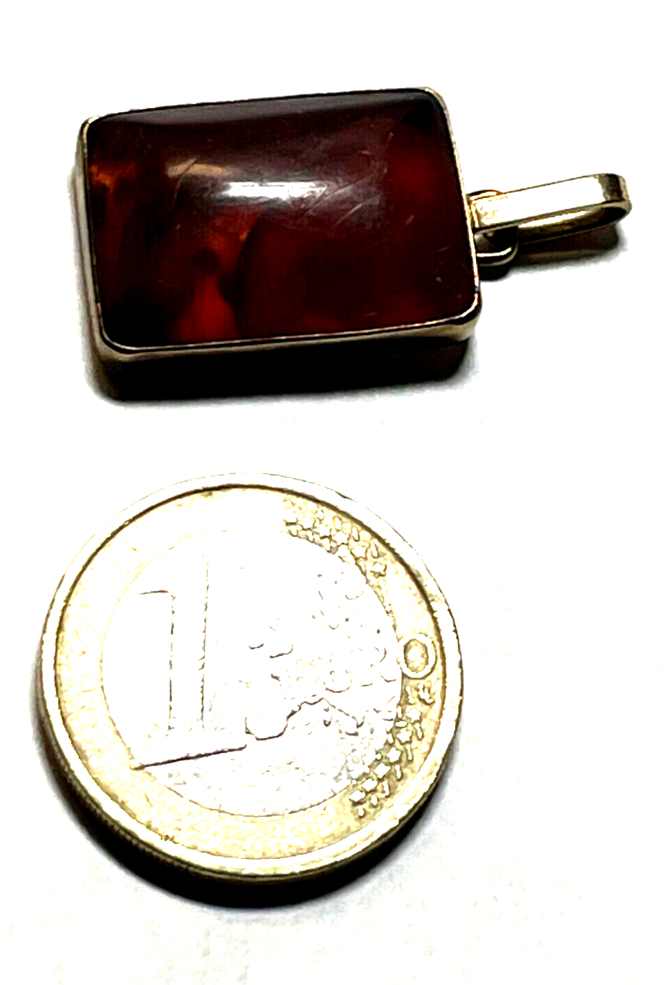 Antik Fischland 333 Gold 8 K Anhänger Bernstein Cabochon Rechteck L 32 mm B 15mm4