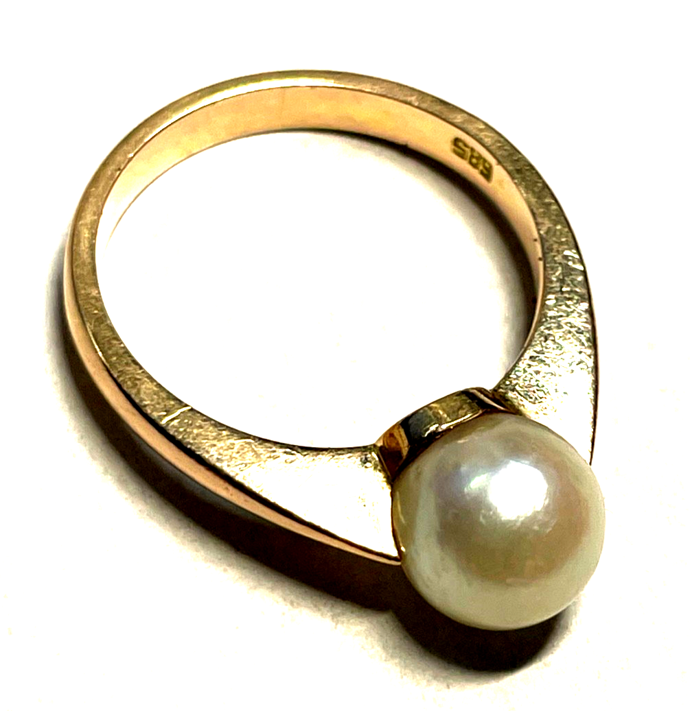 Solider zeitloser 585 Gold 14 K Ring 18 mm RG 57 Akoya Perle Rosegold Juwelier3