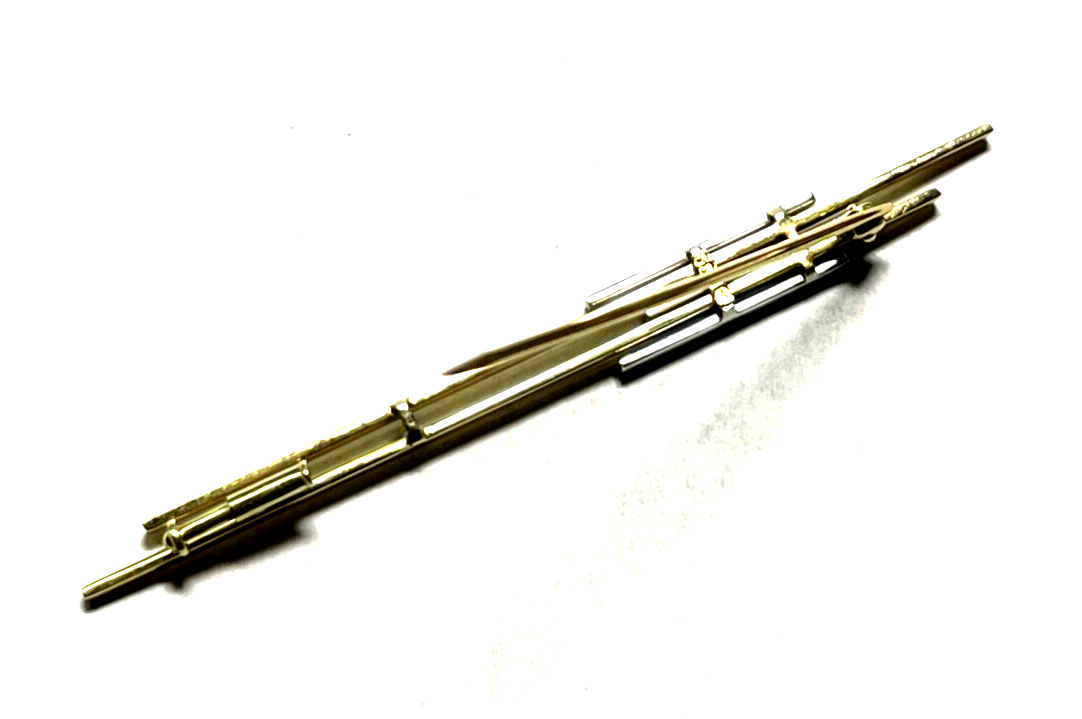 585 Gold 14 K Gold zweifarbig Brosche Anstecknadel Juwelier Modernist 77 mm4