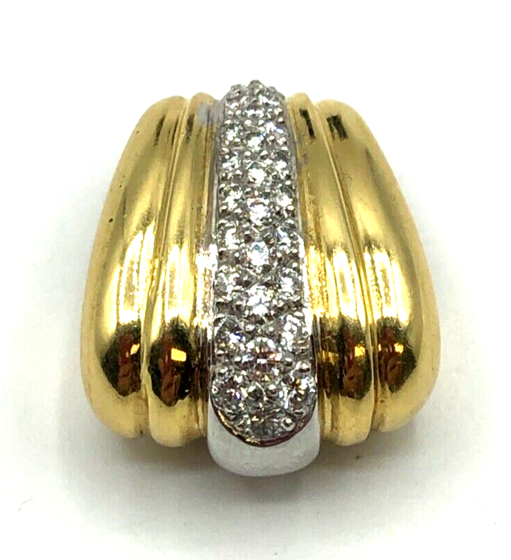 Massiv 750 Gold 18 K Gold Gleiter Schieber Anhänger 0,4 Brillant Juwelier Unikat0