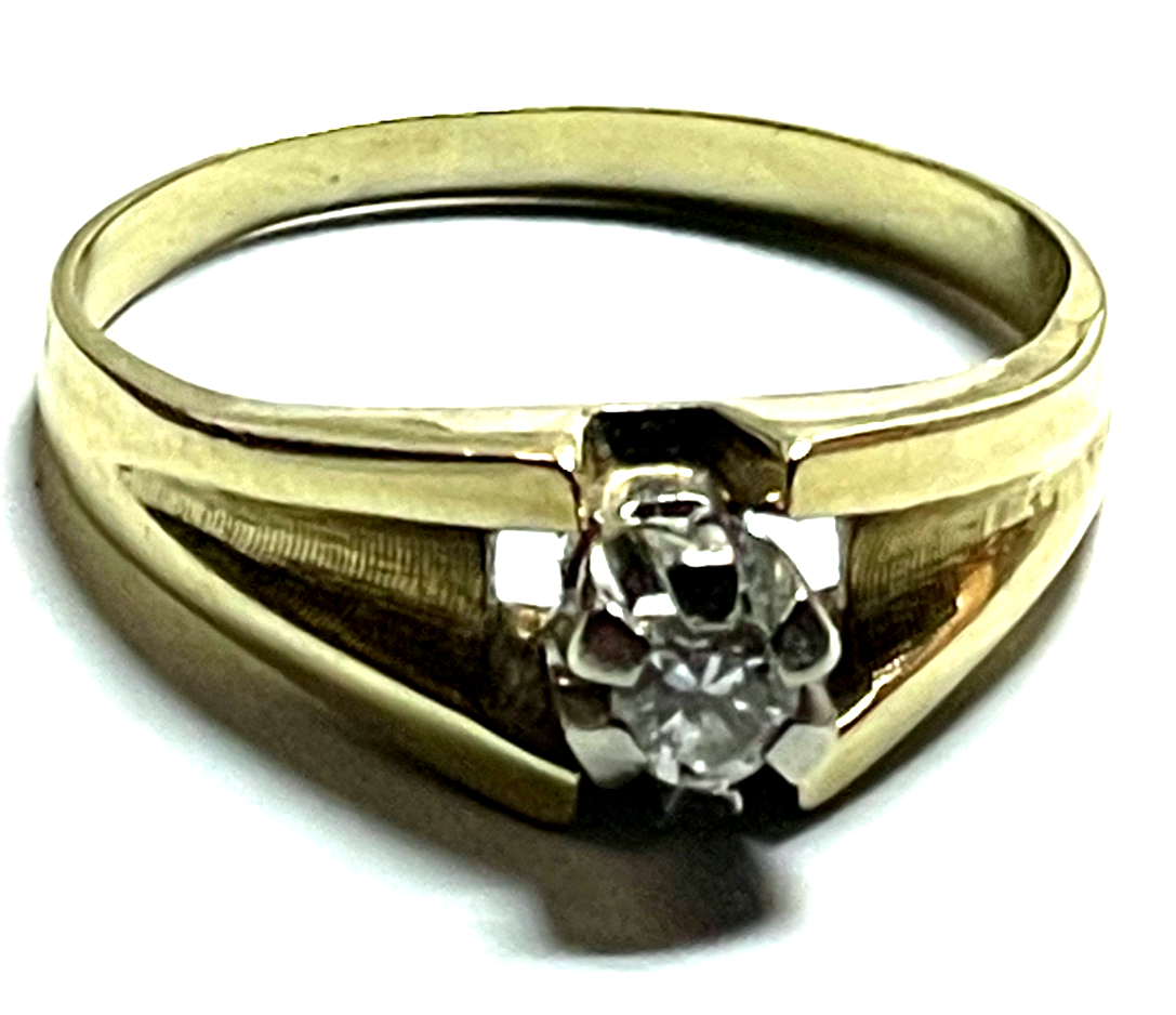 585 Gold 14 K Gelbgold Ring Vorsteckring Brillant 0,1 ct Ø 18,5 mm RG 58 gepf9