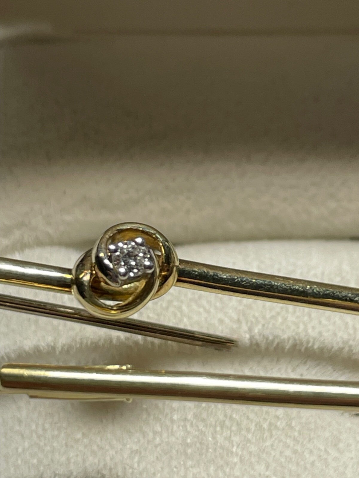 2x 585 Gold 14 K Gelbgold Brosche Nadel Stabbrosche je mit Brillant Juwelier3
