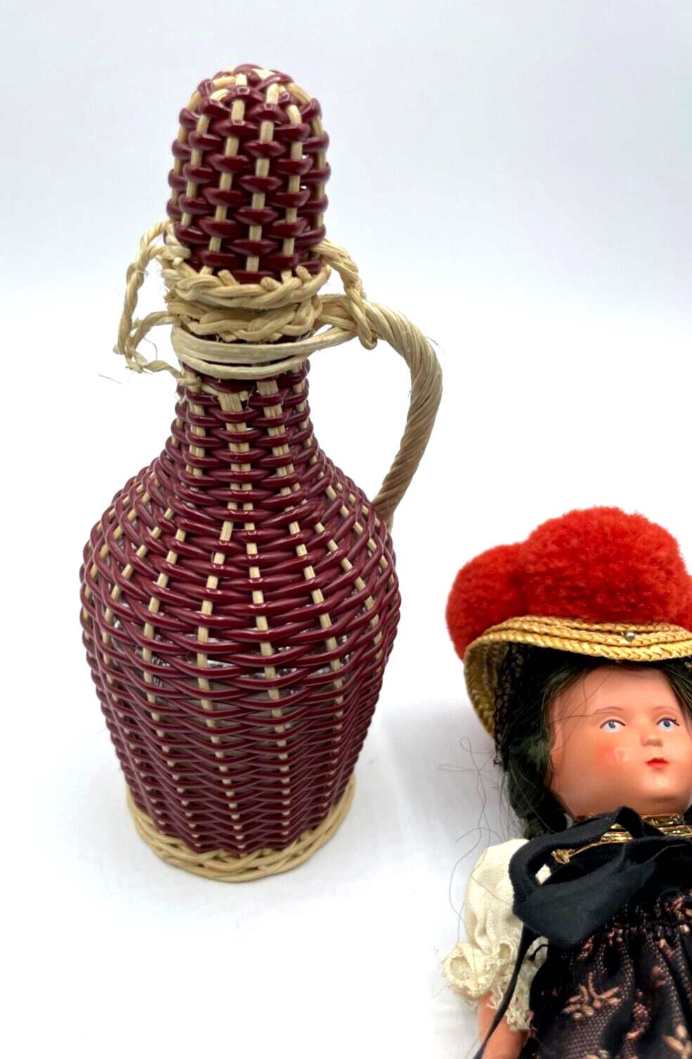 TEEPUPPE Reiseandenken Souvenir Puppe Bommelhut Schwarzwald Tracht Halbpuppe2