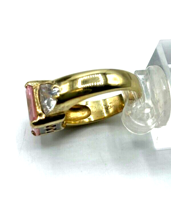Statement 925 Silber vergoldet Silberring üppige Zirkonia Pink Ø 19 mm RG 606
