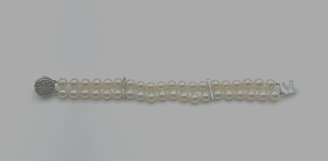 Zweireihiges Mallorca Perlen Armband mit 925 Silber Schliesse gepfl. L 17,5 cm5