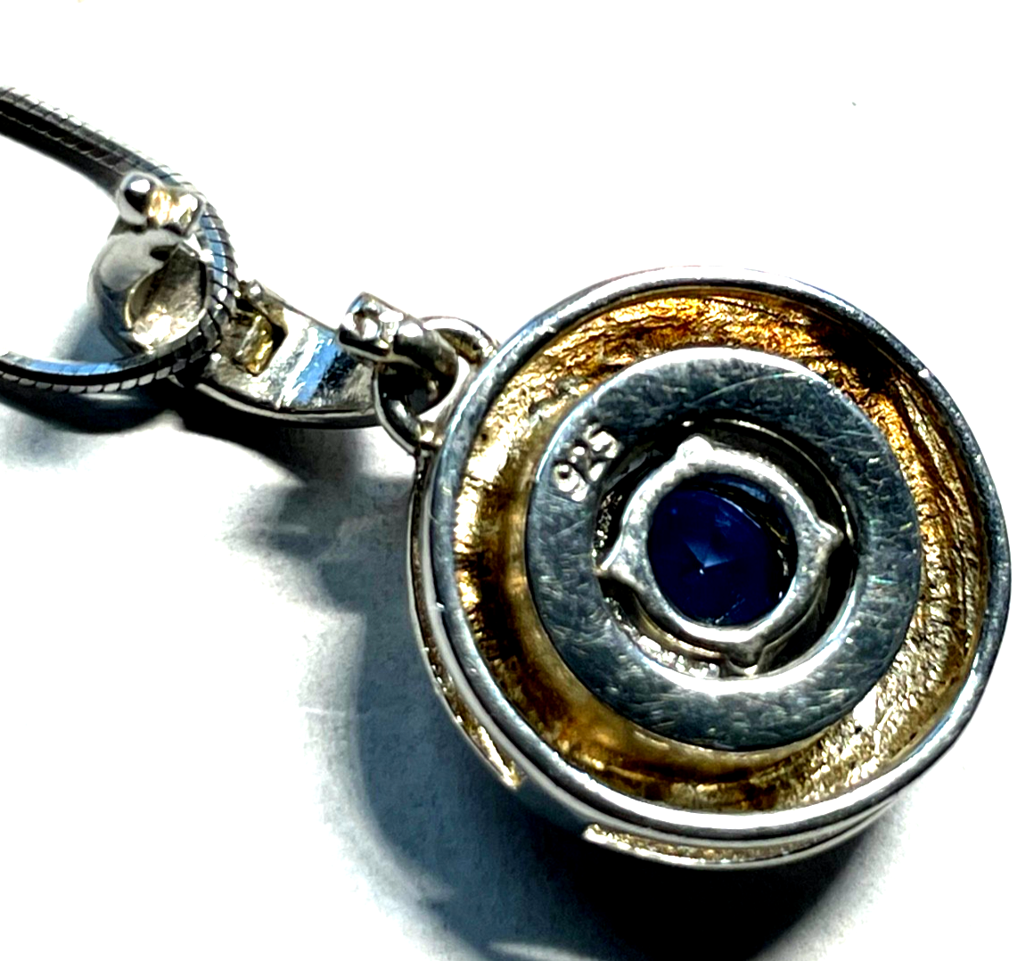 Moderner 925 Silber Clip Anhänger mit Iolith an 45,5 cm Schlangenkette Sterling5