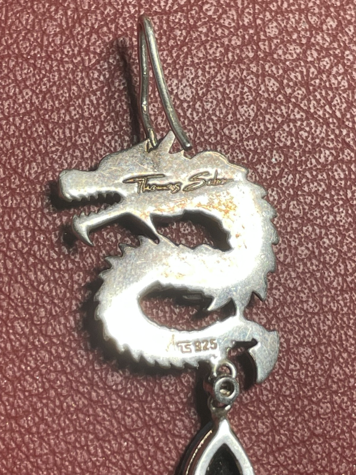 Original 925 Silber Thomas Sabo Ohrhänger Einzelohrring Drache Onyx CZ L 45 mm5