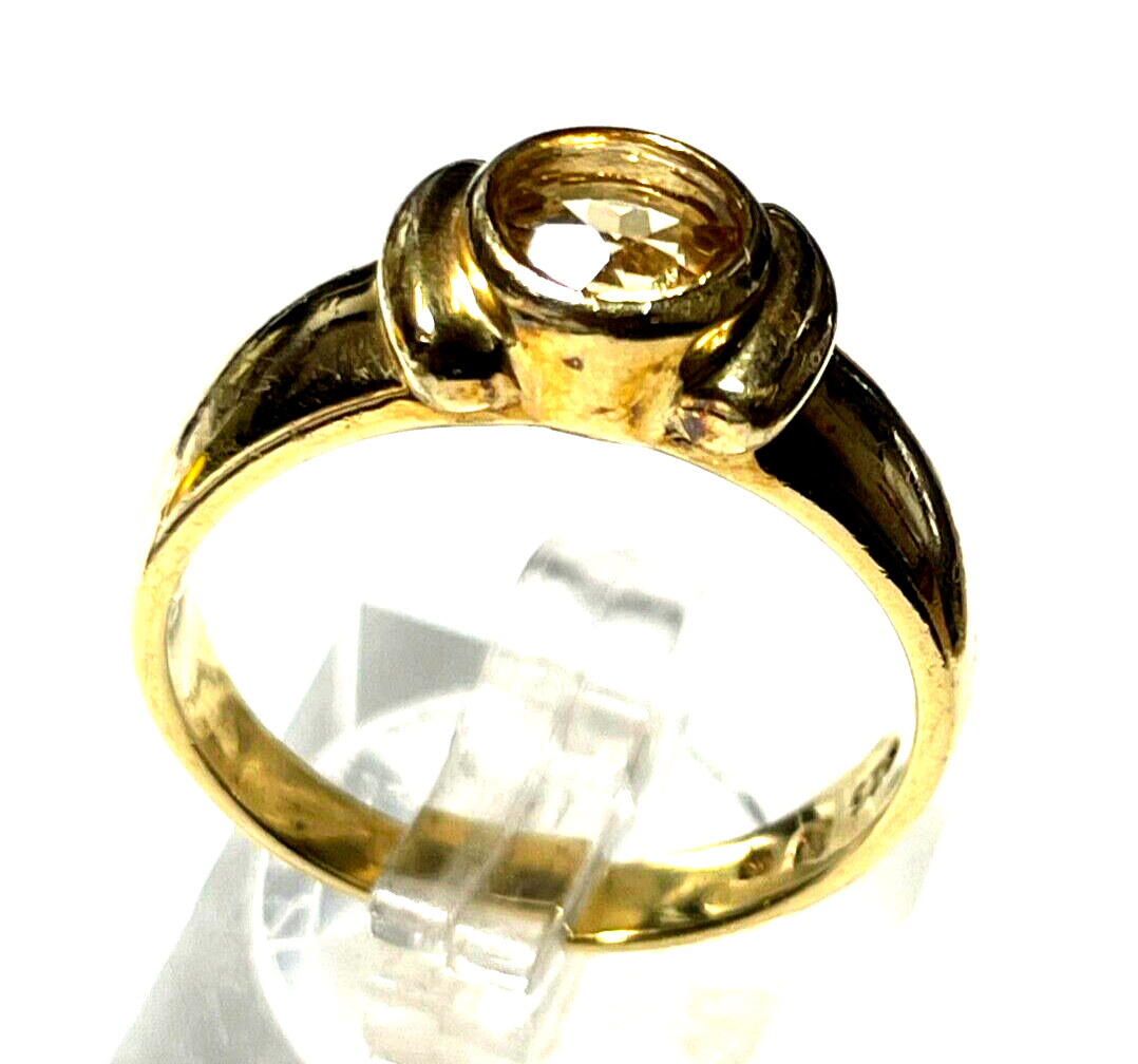925 Silber Ring vergoldet Silberring mit Ø 6 mm Citrin  Ø 19 mm RG 60 Handarbeit1