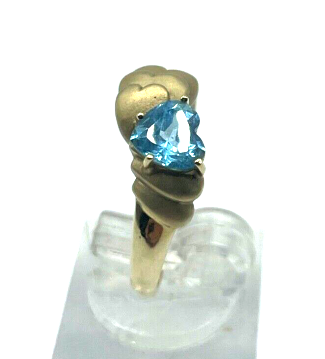 375 Gold 9 K Ring Blautopas Herz mattierte Herzen Ø 19 mm RG 60 Juwelier solide4