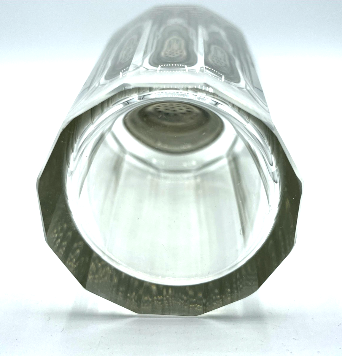 Antik Cocktail Shaker Kristallglas 800er Silber Rand und Deckel Topzustand5
