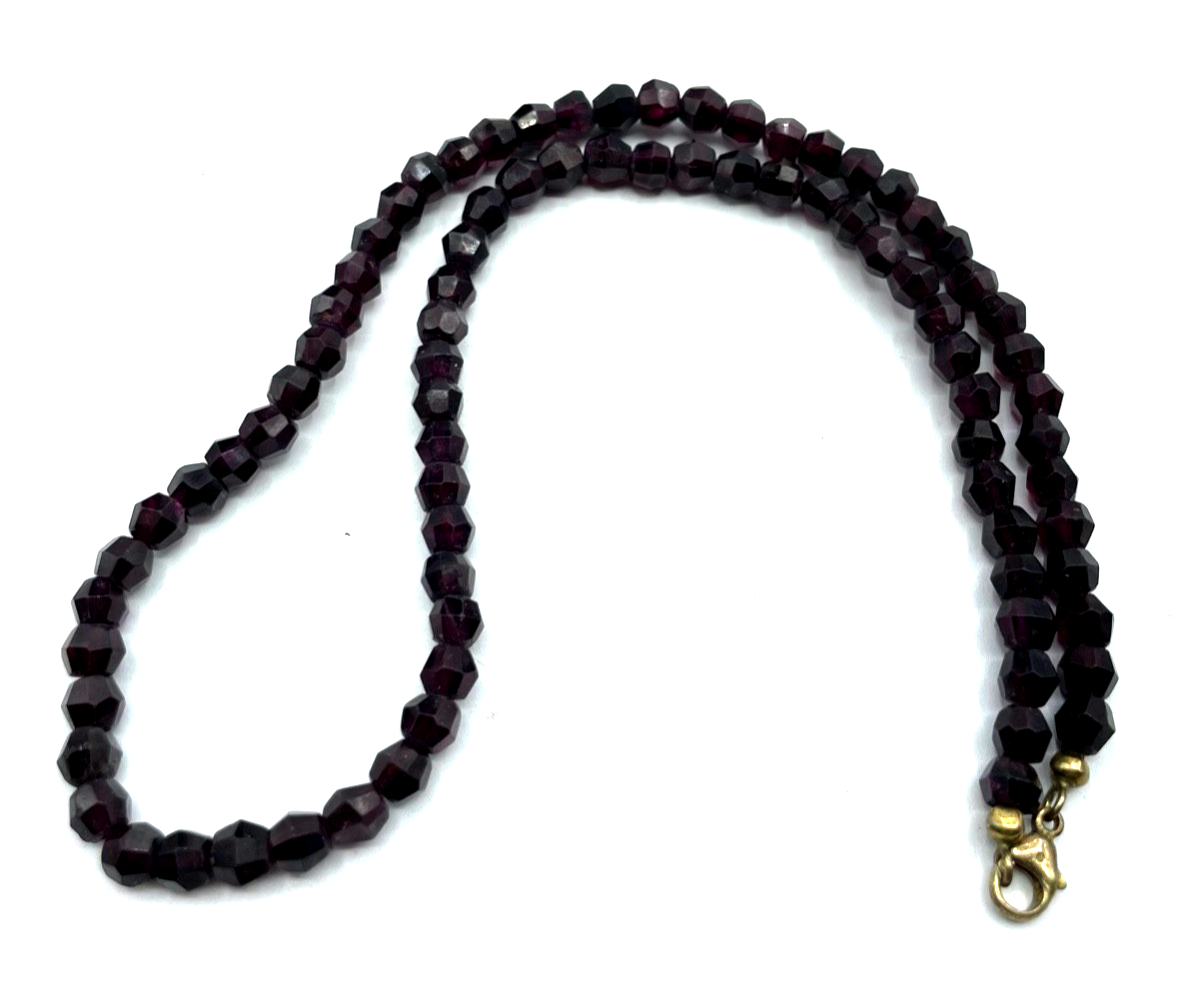 Facettierte Granat Kette Collier 925 AG/vergoldet Karabiner L 45,5 cm B 6 mm3