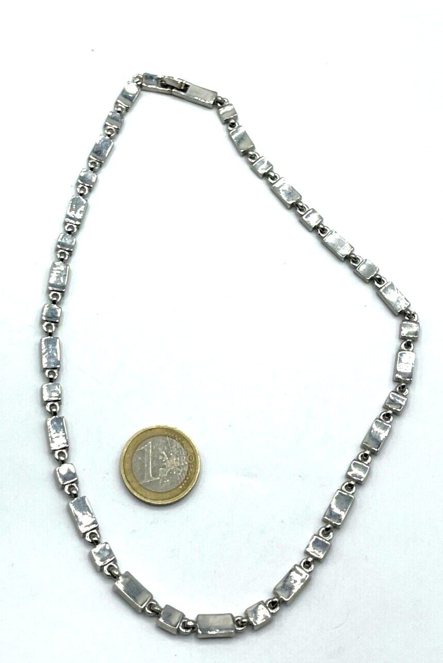 Vintage Edelstahl Kette Halskette Collier Abalone Muschel Einlage bezaubernd4