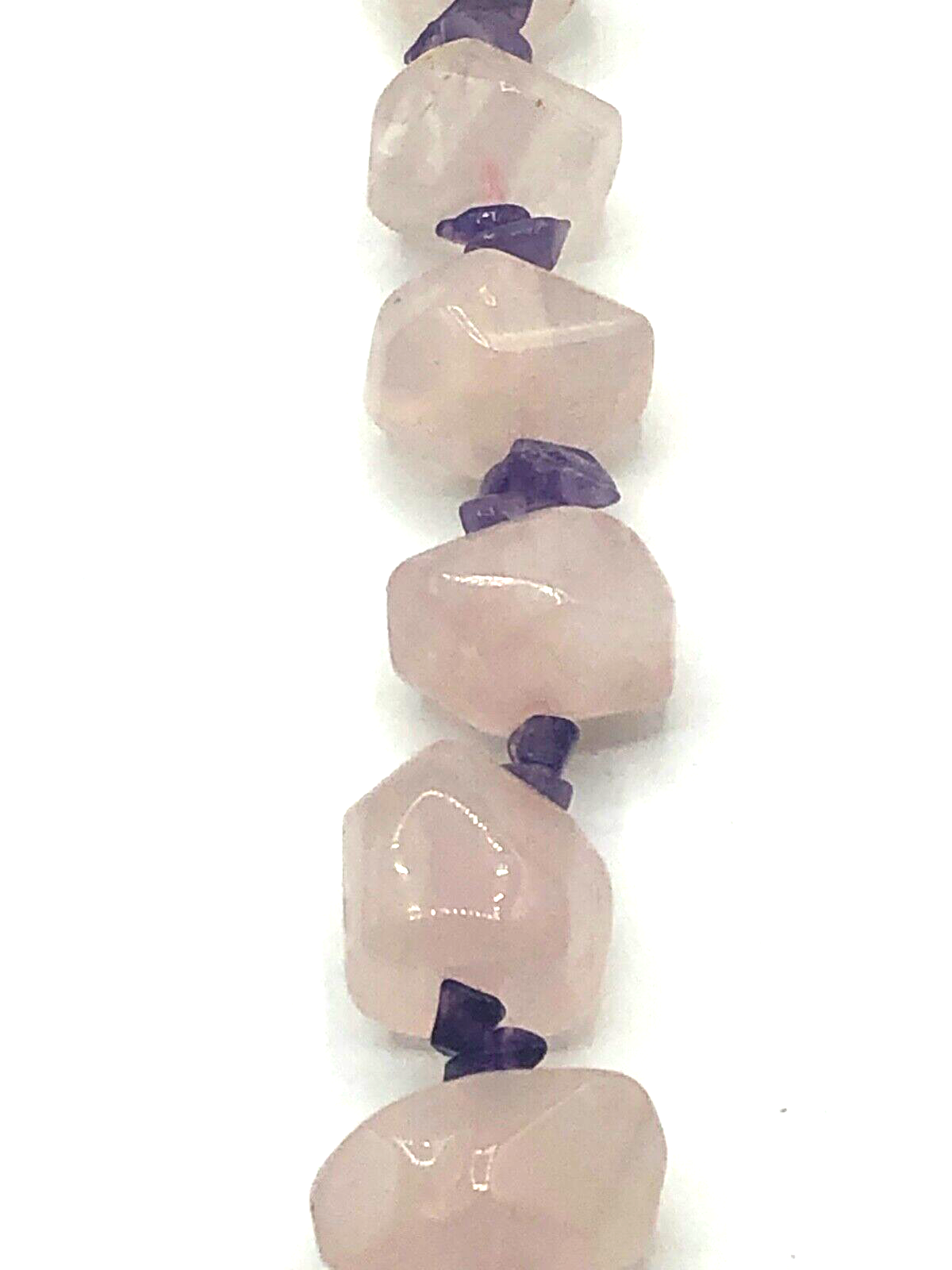 Vintage stattlich Rosenquarz Amethyst Edelstein Nuggets Kette Collier Handarbeit2