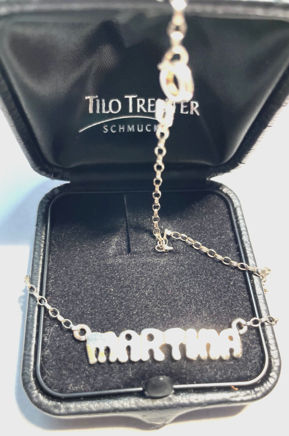 Vintage 800 Silber Kette Namenskette MARTINA Silberkette L 38,5 cm gepflegt0