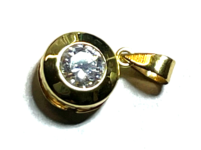 585 Gold 14 K Gelbgold Anhänger Simili Brillant Solitär 0,5 ct. Juwelier5