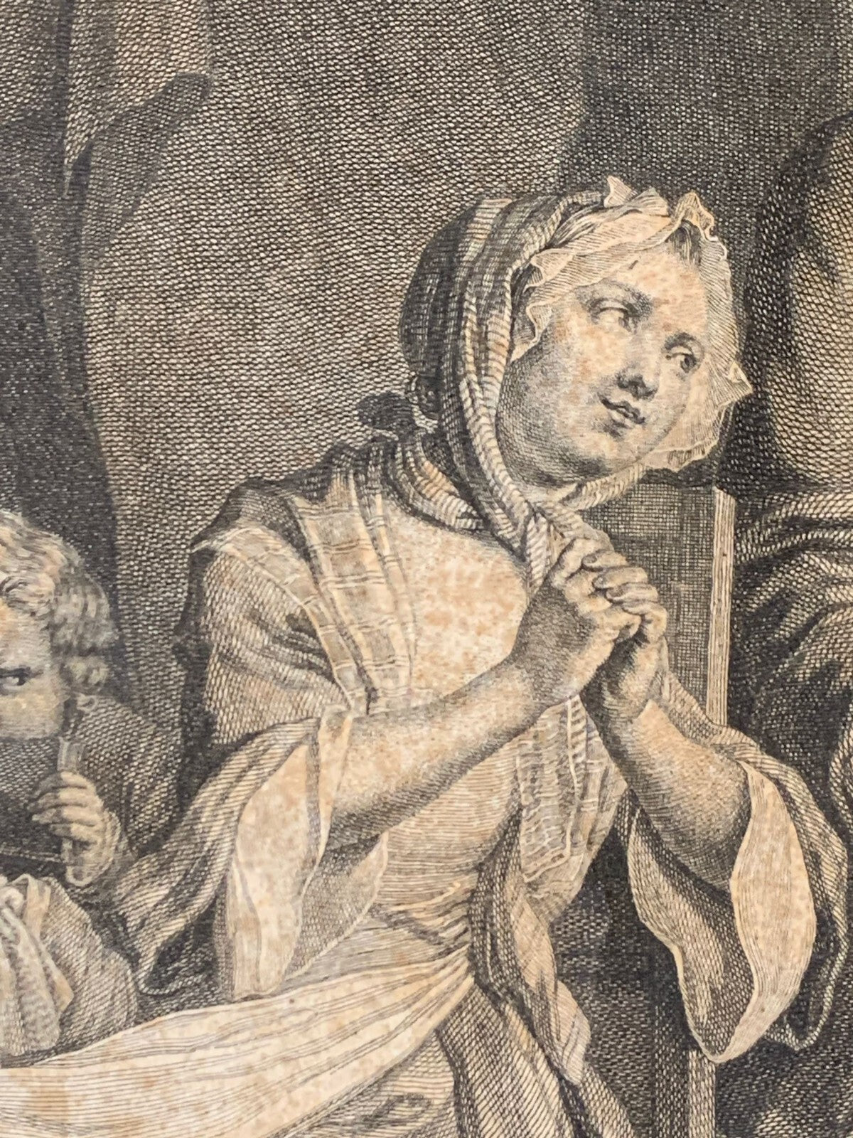 Kupferstich - Claude Duflos 1700-1786 „La mère qui intercède“ - Johann Schenau4