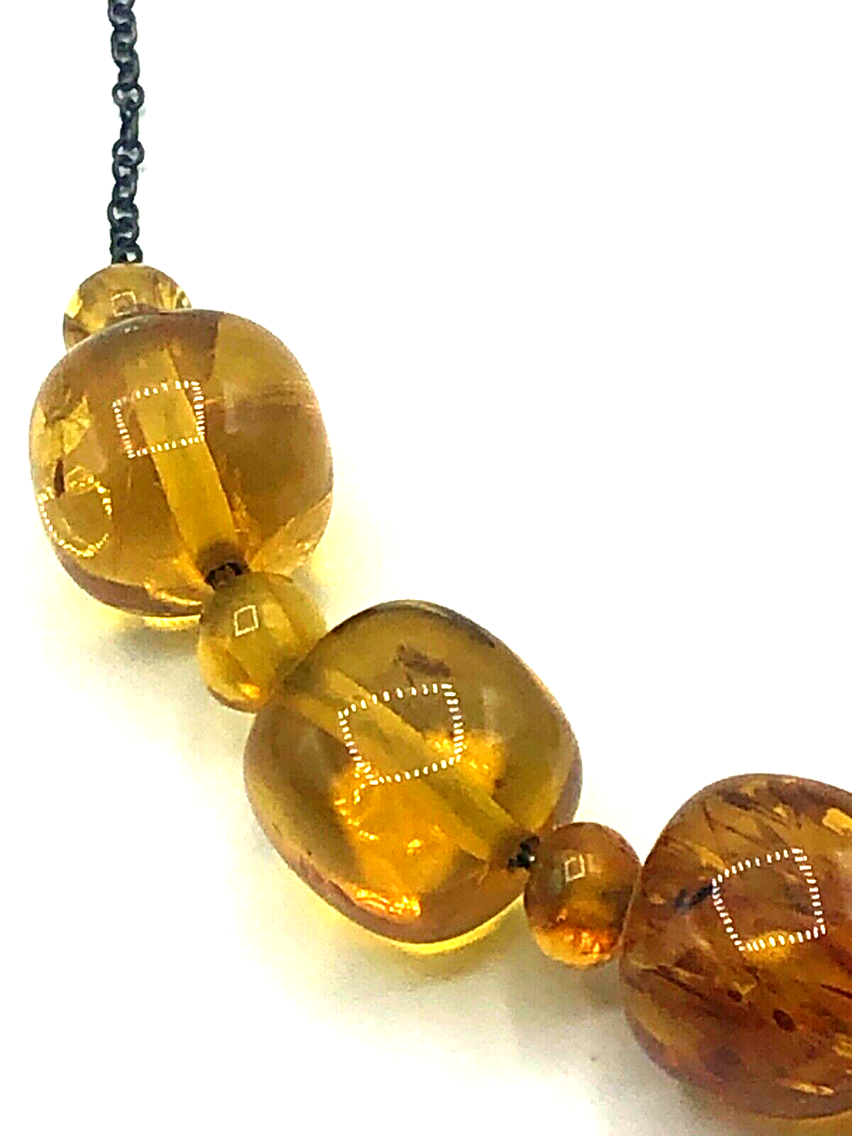 Vintage stattliche Bernstein Kette 925 Silber amber necklace 37 Gramm L 58 cm4