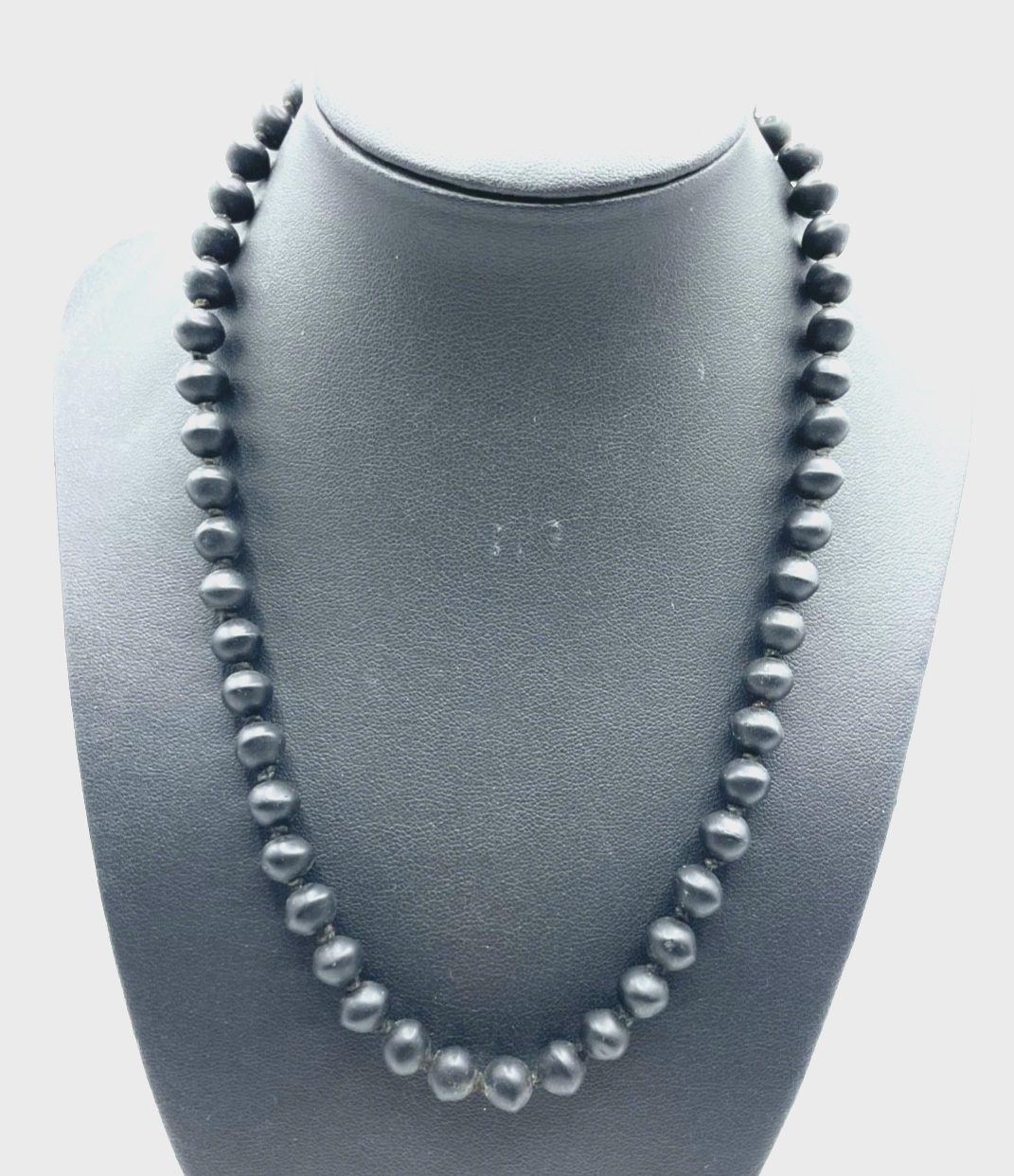 Antik Jet Jagat versteinerte Kohle Trauerschmuck Kette 46 cm Collier geknotet0
