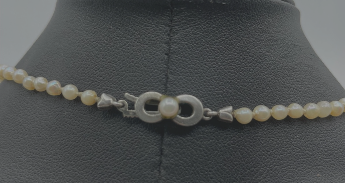 Antik Barock Perlen Perlenkette mit JKa 835 Silber Kastenschliesse L53cm Verlauf3