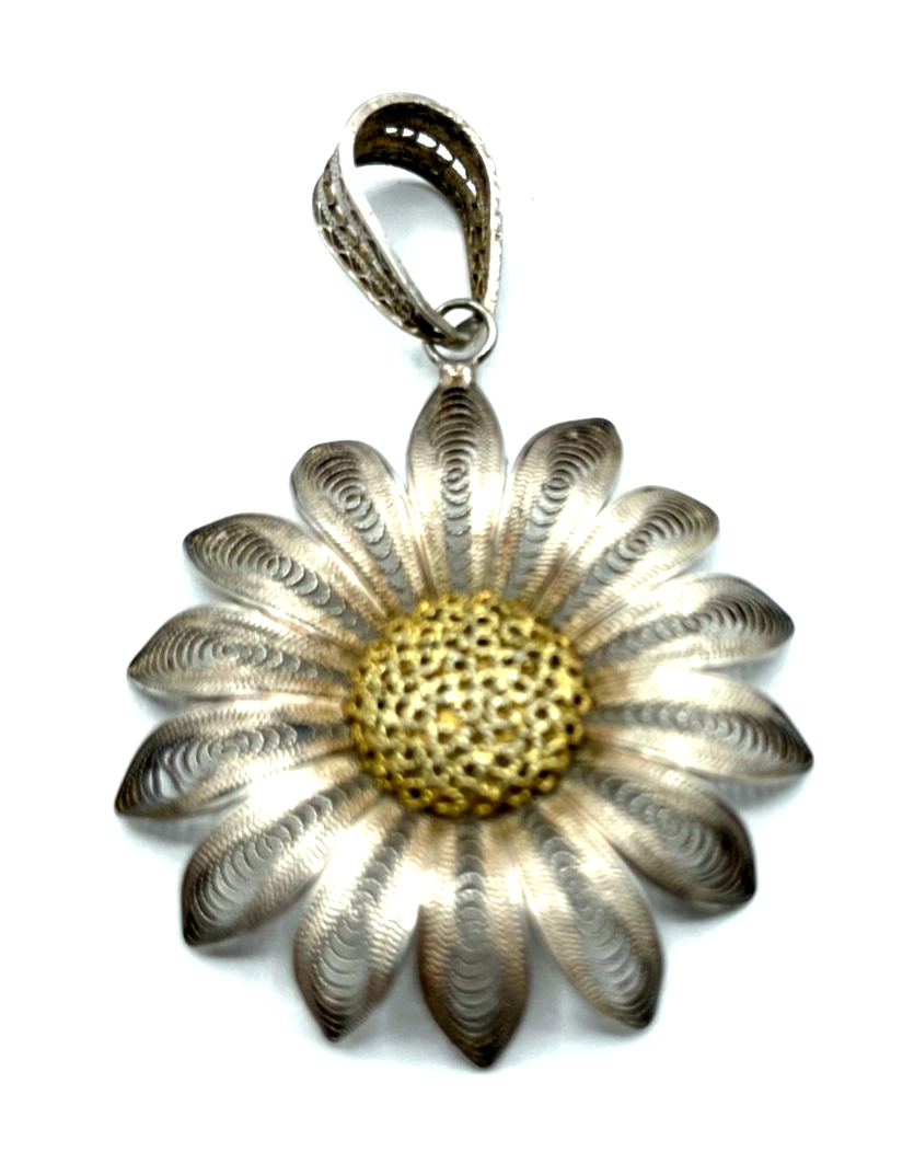 Antik Filigran Anhänger 800 Silberdistel Filigransilber Handarbeit Ø 38mm Tracht1